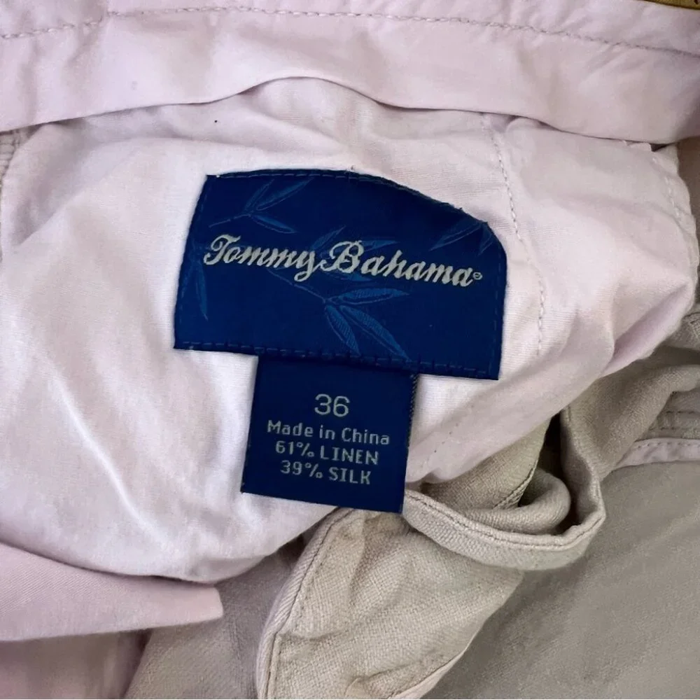 Tommy Bahama pants linen & silk flowy beach style Tan Chinos Relaxed Fit comfy